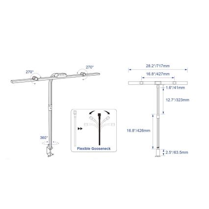 Brilagi - Lampada da tavolo LED dimmerabile a sfioramento con clip VARIO LED/24W/230V 3000-6500K CRI 92 nero