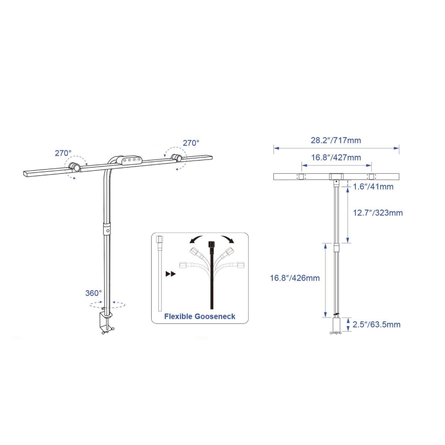 Brilagi - Lampada da tavolo LED dimmerabile a sfioramento con clip VARIO LED/24W/230V 3000-6500K CRI 92 nero