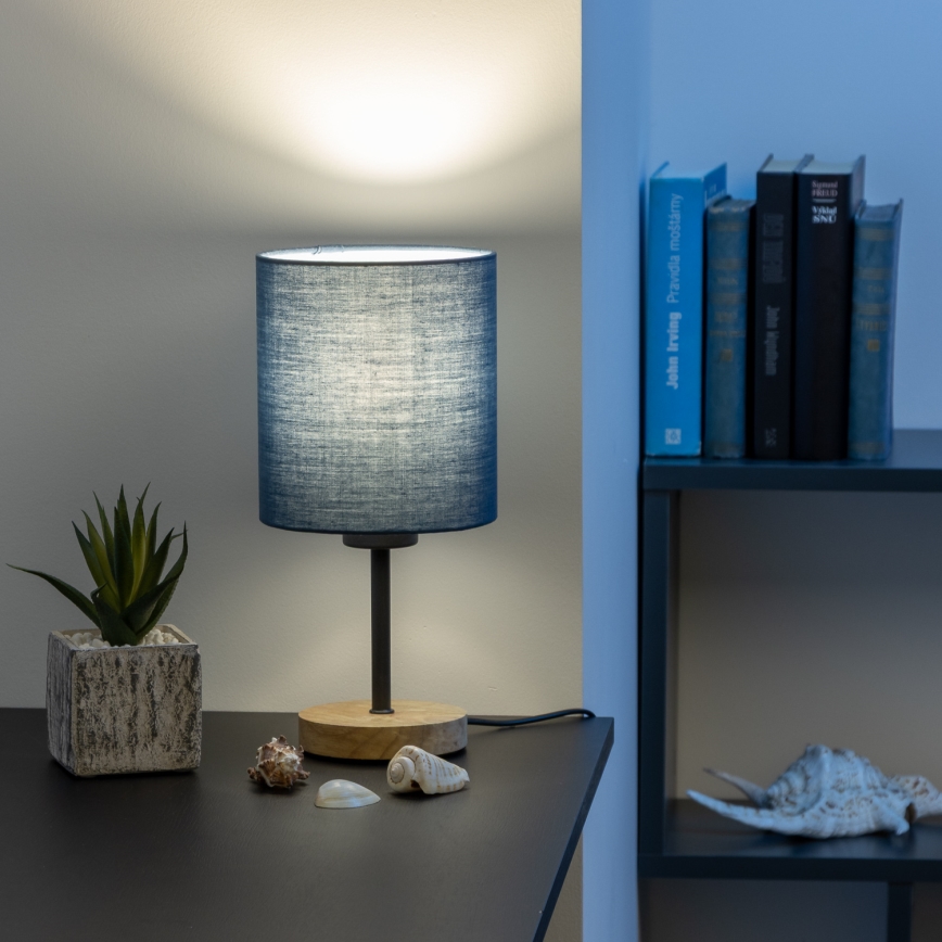 Brilagi - Lampada da tavolo NUBILA WOOD 1xE27/25W/230V quercia/blu scuro