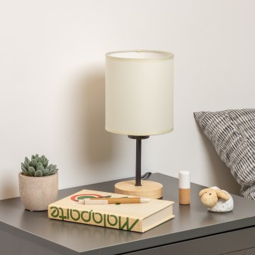 Brilagi - Lampada da tavolo NUBILA WOOD 1xE27/25W/230V quercia/nero/color crema