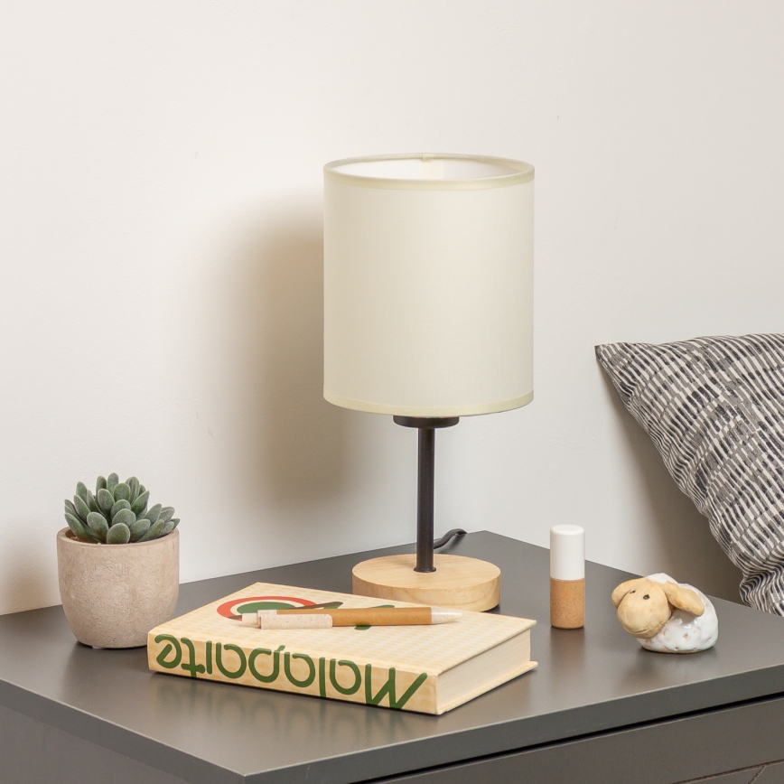 Brilagi - Lampada da tavolo NUBILA WOOD 1xE27/25W/230V quercia/nero/color crema