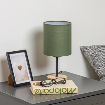 Brilagi - Lampada da tavolo NUBILA WOOD 1xE27/25W/230V quercia/verde
