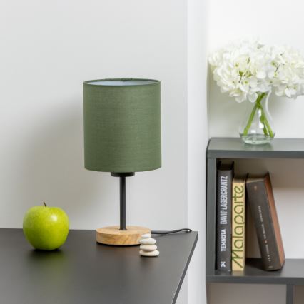 Brilagi - Lampada da tavolo NUBILA WOOD 1xE27/25W/230V quercia/verde