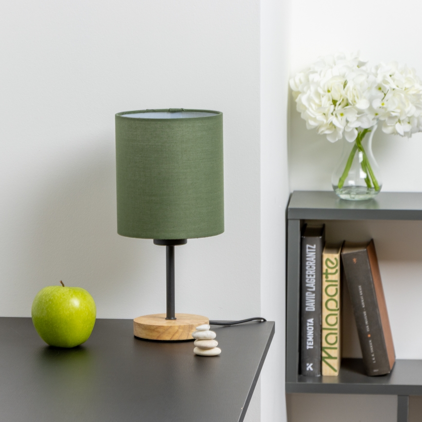 Brilagi - Lampada da tavolo NUBILA WOOD 1xE27/25W/230V quercia/verde