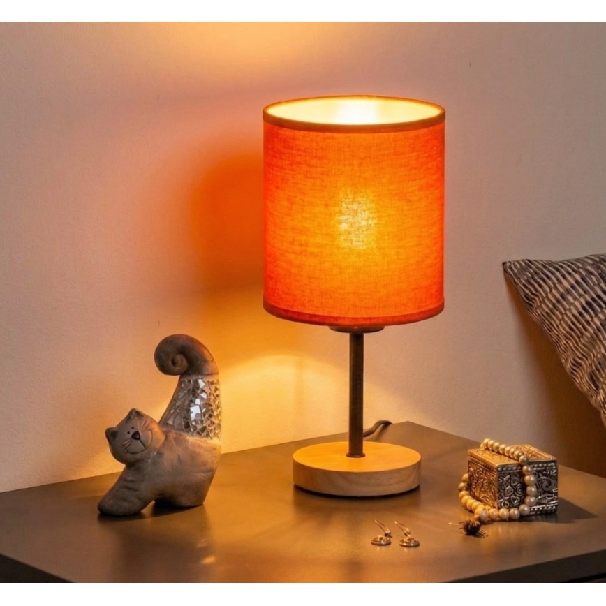 Brilagi - Lampada da tavolo NUBILA WOOD 1xE27/25W/230V rovere/nero/arancione