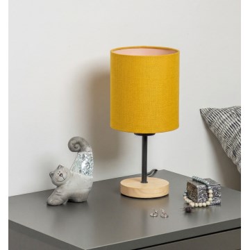 Brilagi - Lampada da tavolo NUBILA WOOD 1xE27/25W/230V rovere/nero/giallo
