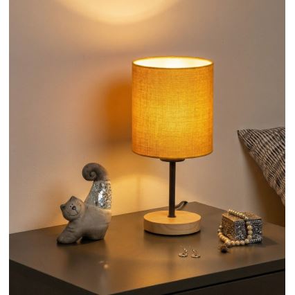 Brilagi - Lampada da tavolo NUBILA WOOD 1xE27/25W/230V rovere/nero/giallo