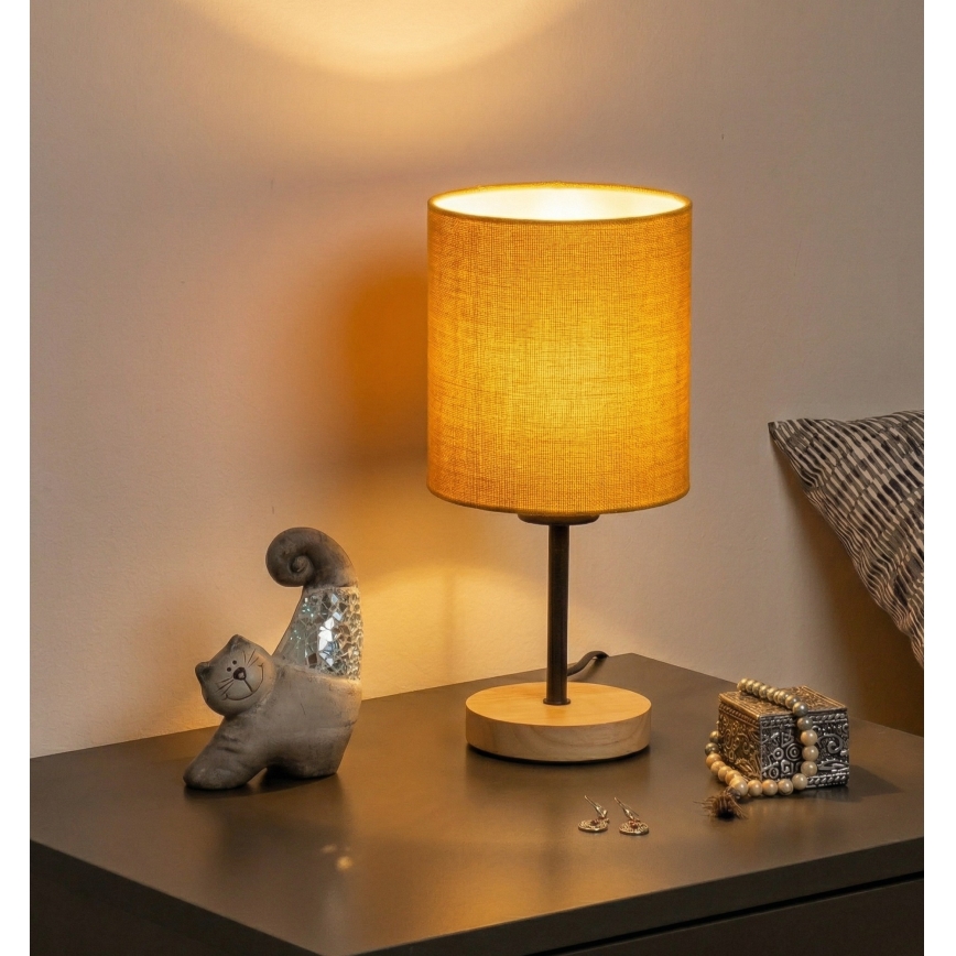 Brilagi - Lampada da tavolo NUBILA WOOD 1xE27/25W/230V rovere/nero/giallo