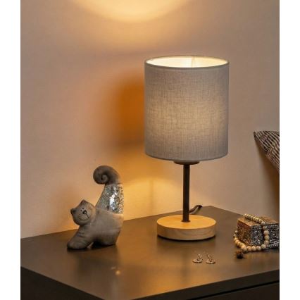 Brilagi - Lampada da tavolo NUBILA WOOD 1xE27/25W/230V rovere/nero/grigio chiaro