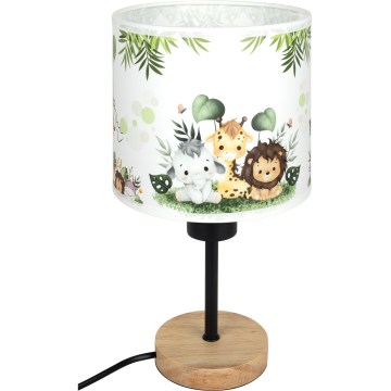 Brilagi - Lampada da tavolo per bambini BOBO WOOD 1xE27/25W/230V rovere/nera/bianca/verde/giungla