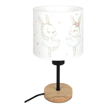 Brilagi - Lampada da tavolo per bambini BOBO WOOD 1xE27/25W/230V rovere/nero/bianco/coniglietti