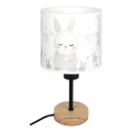 Brilagi - Lampada da tavolo per bambini BOBO WOOD 1xE27/25W/230V rovere/nero/bianco/coniglietti