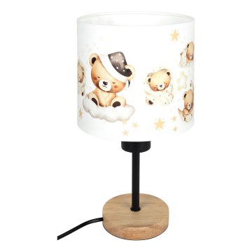 Brilagi - Lampada da tavolo per bambini BOBO WOOD 1xE27/25W/230V rovere/nero/bianco/orsetti