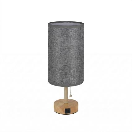 Brilagi - Lampada da tavolo TABLON con porta USB 1xE27/25W/230V rovere/beige/grigio