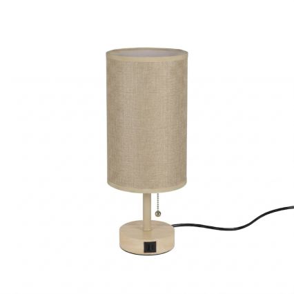Brilagi - Lampada da tavolo TABLON con porta USB 1xE27/25W/230V rovere/beige