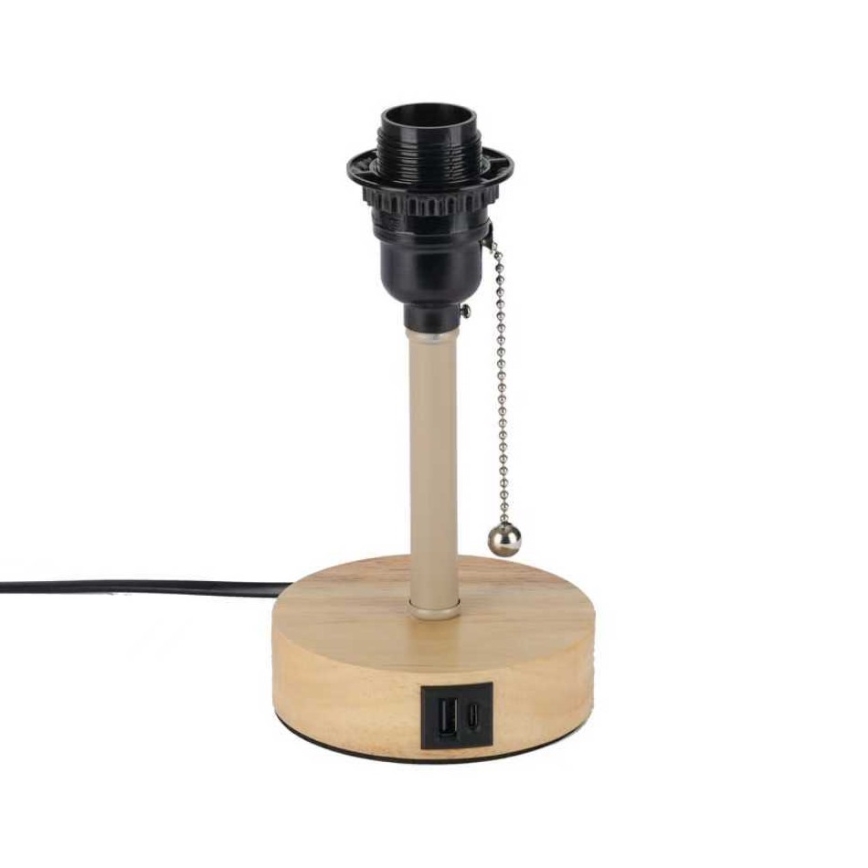 Brilagi - Lampada da tavolo TABLON con porta USB 1xE27/25W/230V rovere/beige
