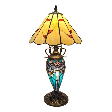 Brilagi - Lampada da tavolo Tiffany a vetri colorati FOLIA 1xE27/60W/230V + 1xE14/40W