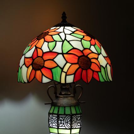 Brilagi - lampada da tavolo Tiffany a vetri colorati SUNFLOWER 1xE27/60W/230V + 1xE14/40W