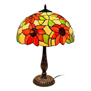 Brilagi - Lampada da tavolo Tiffany a vetri colorati SUNFLOWER 2xE27/60W/230V