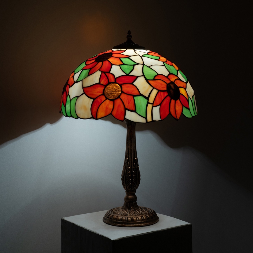 Brilagi - Lampada da tavolo Tiffany a vetri colorati SUNFLOWER 2xE27/60W/230V