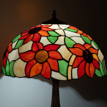 Brilagi - Lampada da tavolo Tiffany a vetri colorati SUNFLOWER 2xE27/60W/230V