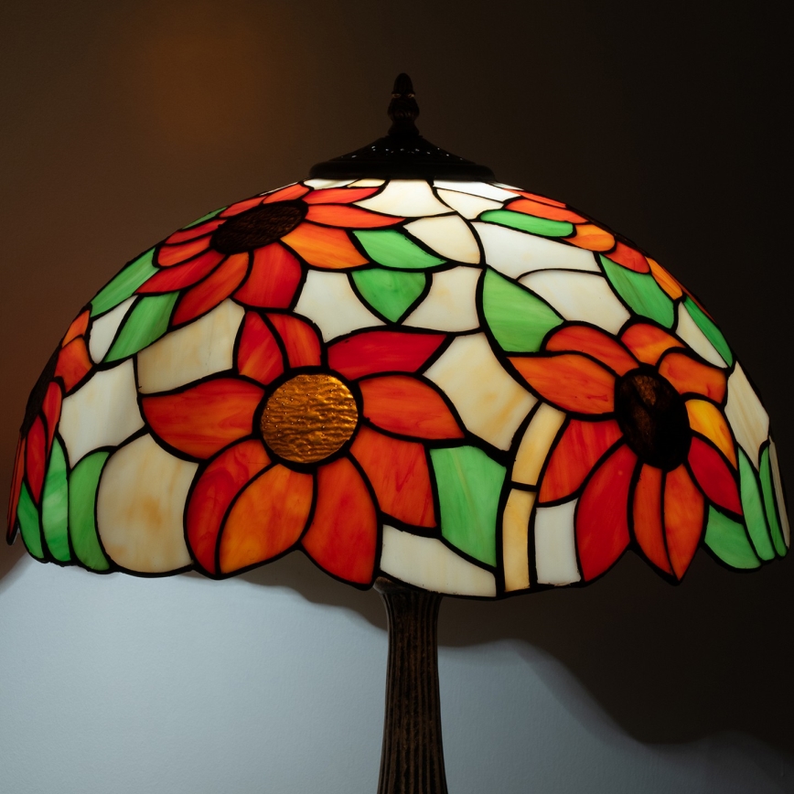 Brilagi - Lampada da tavolo Tiffany a vetri colorati SUNFLOWER 2xE27/60W/230V
