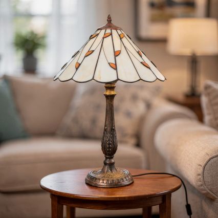 Brilagi - Lampada da tavolo Tiffany FOLIA in vetro colorato, 2xE27/60W/230V