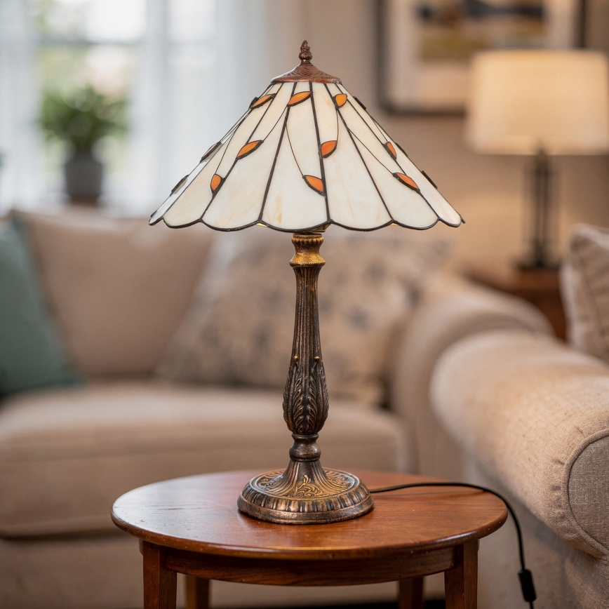 Brilagi - Lampada da tavolo Tiffany FOLIA in vetro colorato, 2xE27/60W/230V