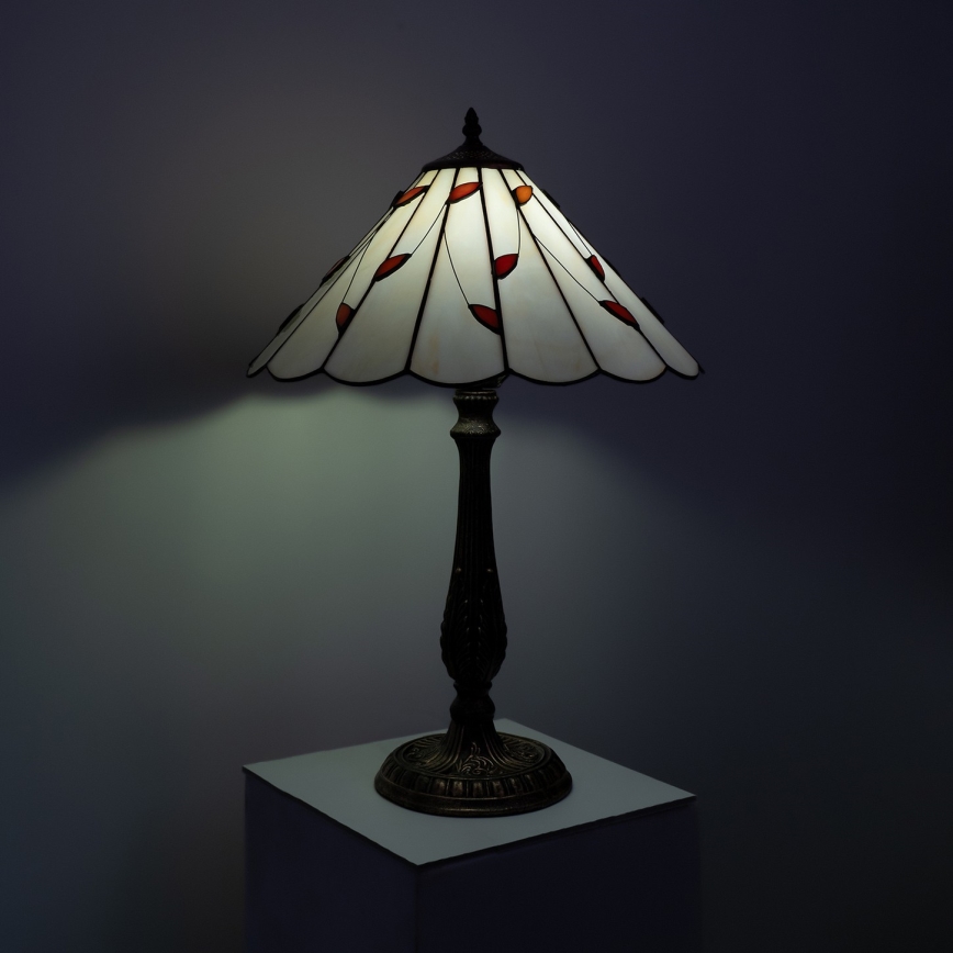 Brilagi - Lampada da tavolo Tiffany FOLIA in vetro colorato, 2xE27/60W/230V