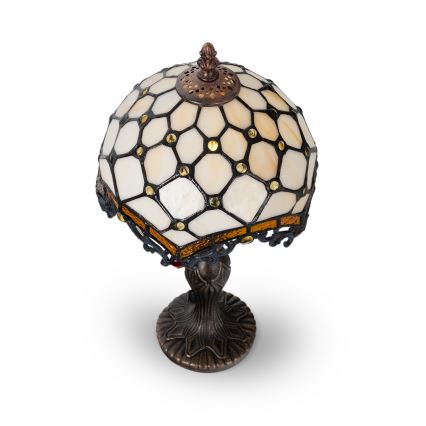 Brilagi - Lampada da tavolo Tiffany in vetro color avorio 1xE27/60W/230V