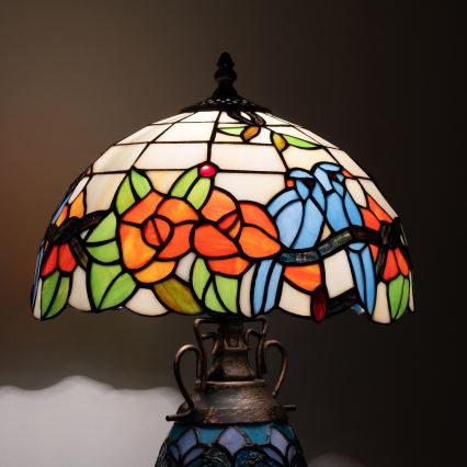 Brilagi - Lampada da tavolo Tiffany in vetro colorato JUNGLE 1xE27/60W/230V + 1xE14/40W