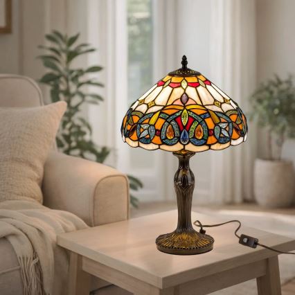 Brilagi - Lampada da tavolo Tiffany in vetro colorato LUISA 1xE27/40W/230V