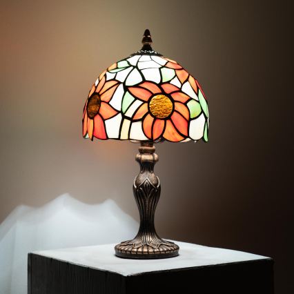 Brilagi - Lampada da tavolo Tiffany in vetro colorato SUNFLOWER 1xE27/60W/230V