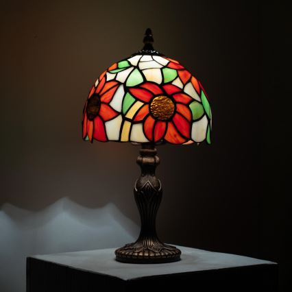 Brilagi - Lampada da tavolo Tiffany in vetro colorato SUNFLOWER 1xE27/60W/230V