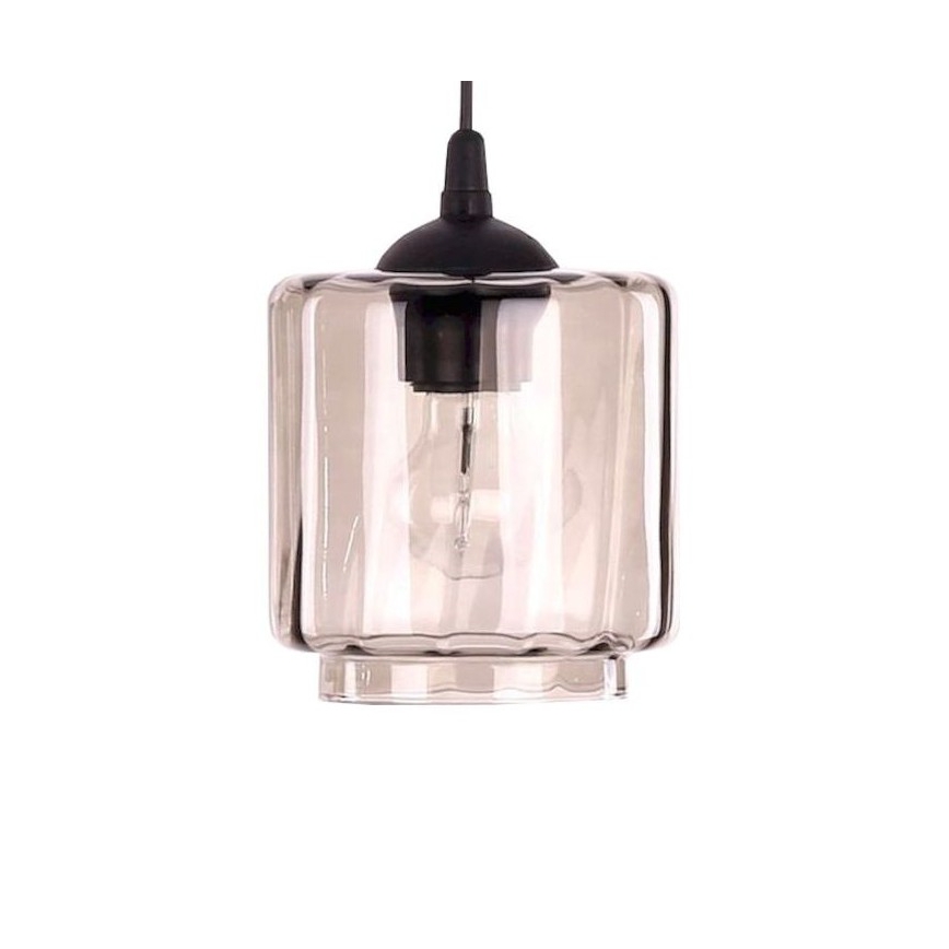 BRILAGI - Lampada da tavolo WOOD GLASS 1xE27/40W/230V marrone/nero/beige fumé
