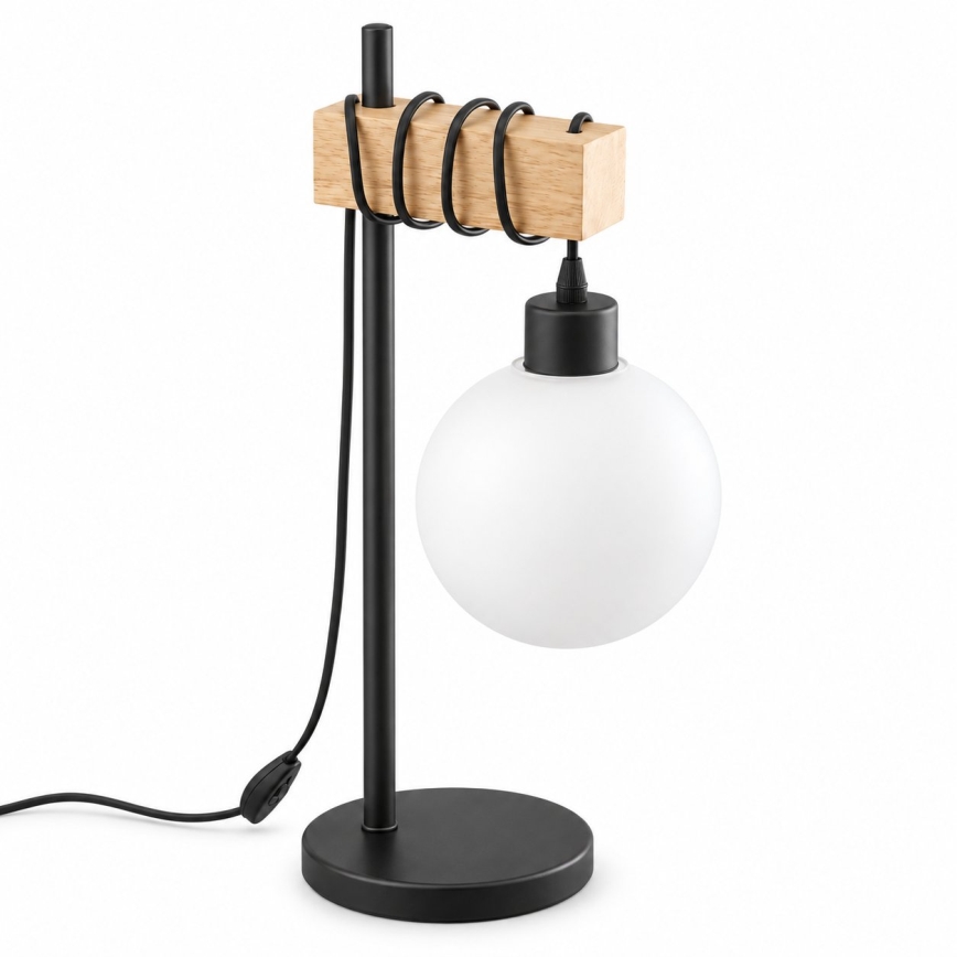 BRILAGI - Lampada da tavolo WOOD GLASS 1xE27/40W/230V marrone/nero/bianco