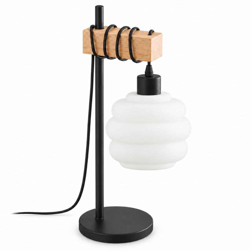 BRILAGI - Lampada da tavolo WOOD GLASS 1xE27/40W/230V marrone/nero/bianco