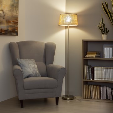 Brilagi - Lampada da terra a LED CERIA 1xE27/40W/230V Ø 35 cm beige/cromo opaco