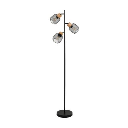 Brilagi - Lampada da terra BASKLITE 3xE14/15W/230V in legno di caucciù/nero