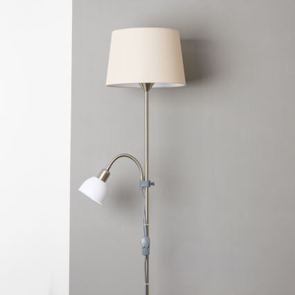Brilagi - Lampada da terra CERIA 1xE27/100W/230V + 1xE14/25W cromo opaco/beige
