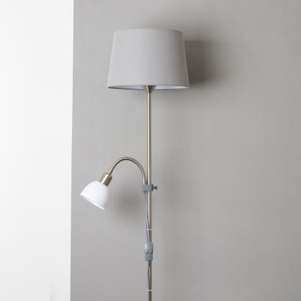 Brilagi - Lampada da terra CERIA 1xE27/100W/230V + 1xE14/25W cromo opaco/grigio