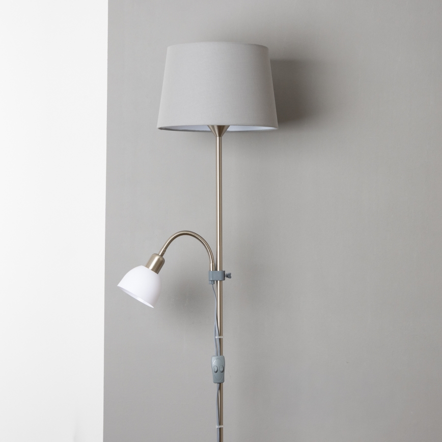 Brilagi - Lampada da terra CERIA 1xE27/100W/230V + 1xE14/25W cromo opaco/grigio