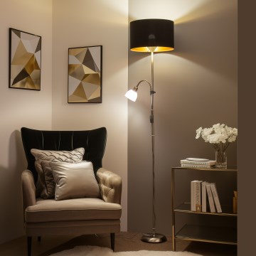 Brilagi - Lampada da terra CERIA 1xE27/100W/230V + 1xE14/25W cromo opaco/nero