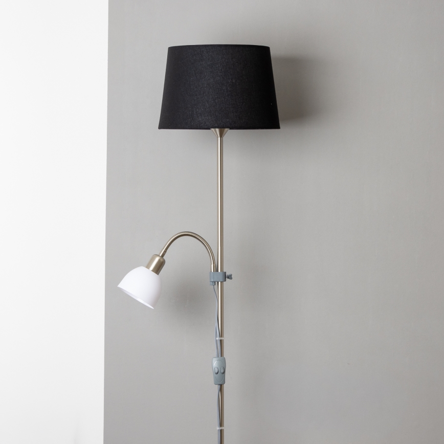 Brilagi - Lampada da terra CERIA 1xE27/100W/230V + 1xE14/25W cromo opaco/nero