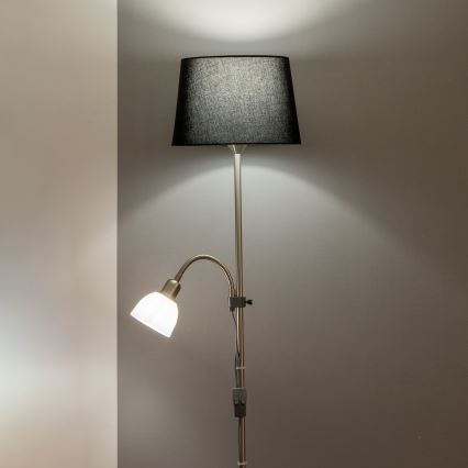 Brilagi - Lampada da terra CERIA 1xE27/100W/230V + 1xE14/25W cromo opaco/nero