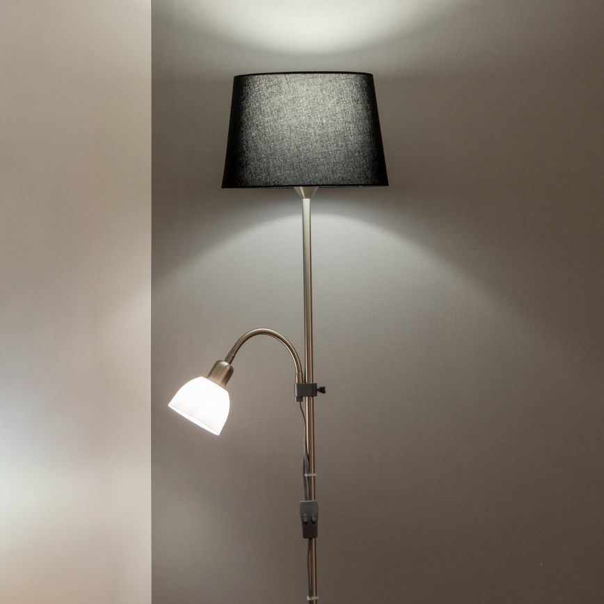 Brilagi - Lampada da terra CERIA 1xE27/100W/230V + 1xE14/25W cromo opaco/nero