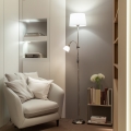 Brilagi - Lampada da terra CERIA 1xE27/100W/230V + 1xE14/25W cromo satinato/bianco