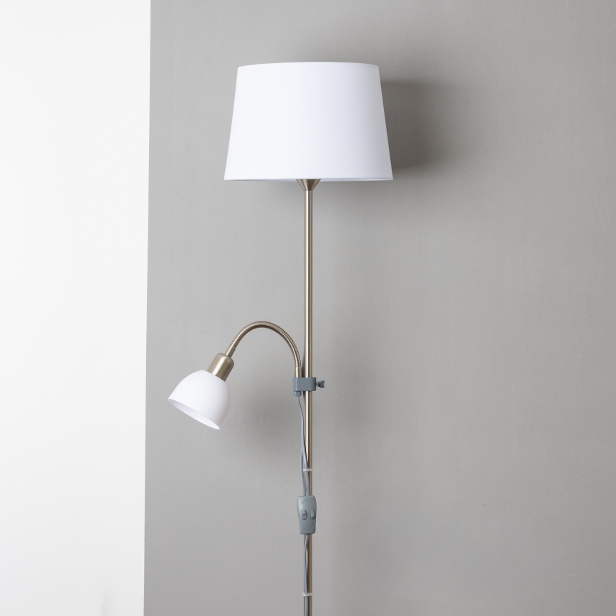 Brilagi - Lampada da terra CERIA 1xE27/100W/230V + 1xE14/25W cromo satinato/bianco