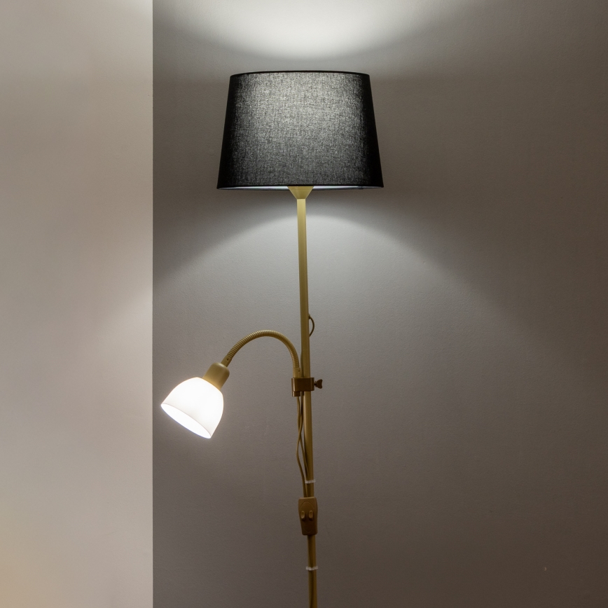 Brilagi - Lampada da terra CERIA 1xE27/100W/230V + 1xE14/25W dorata/nera
