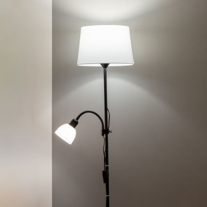 Brilagi - Lampada da terra CERIA 1xE27/100W/230V + 1xE14/25W nero/bianco